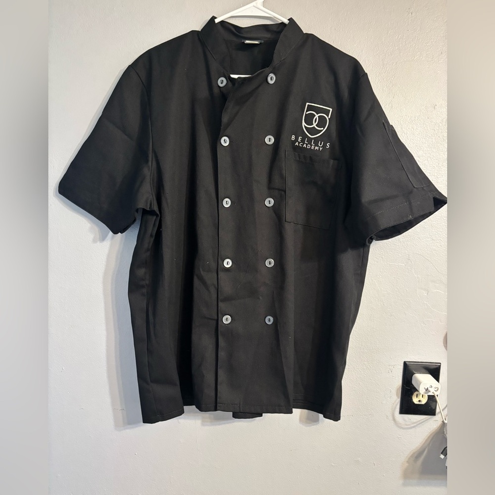without 3 pieces Men's Black Double-Breasted Chef Shirt